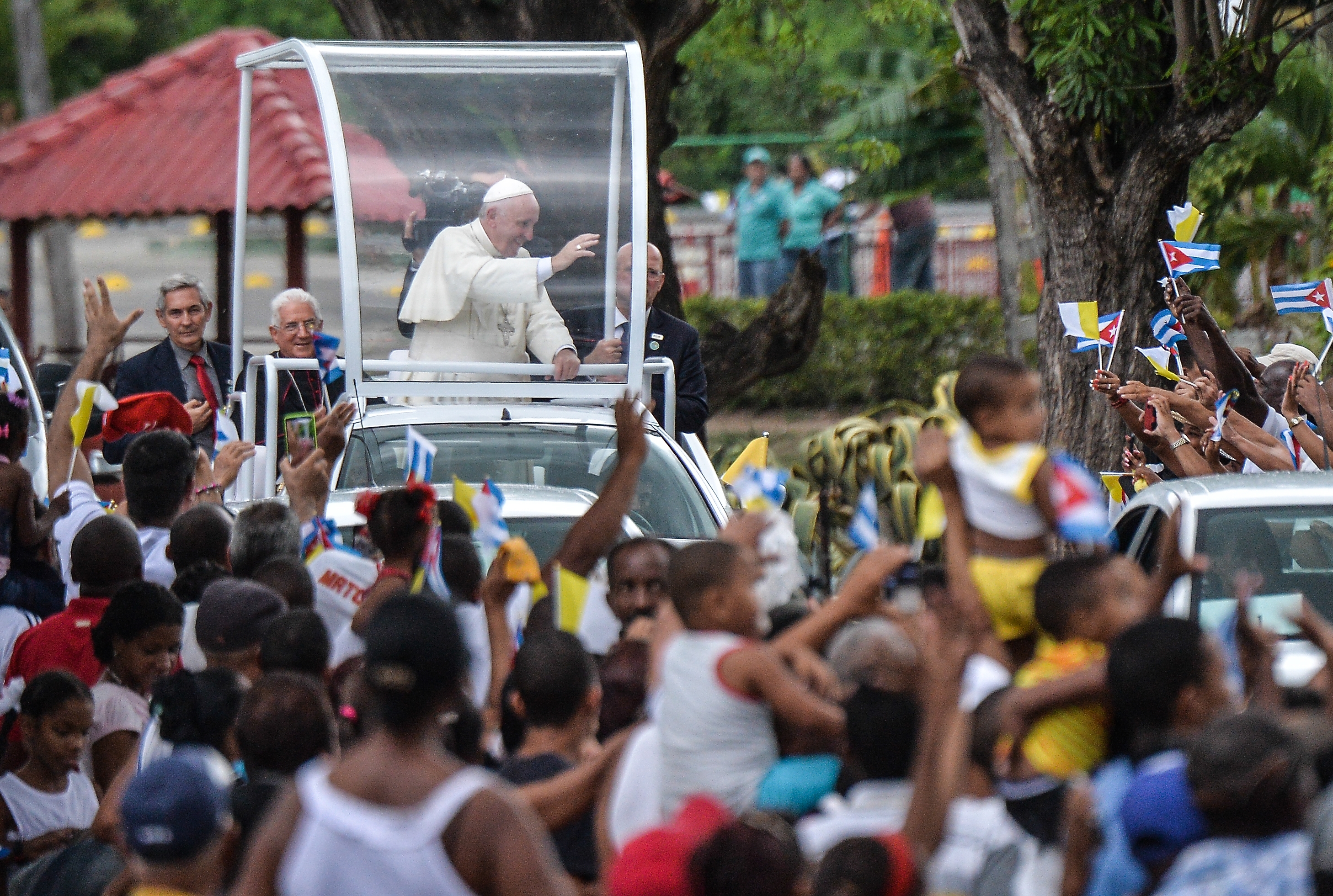O papa Francisco chegando a El Cobre, em Santiago de Cuba (21/9/2015).